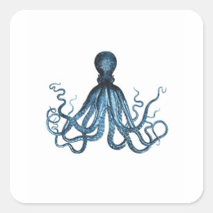 Sticker Carré Octopus kraken nautical coastal ocean beach sea