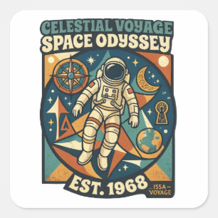 Sticker Carré Odyssée spatiale - Aventure cosmique pour les amat