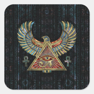 Sticker Carré Oeil de Horus - de pierre gemme et d'or de Wadjet