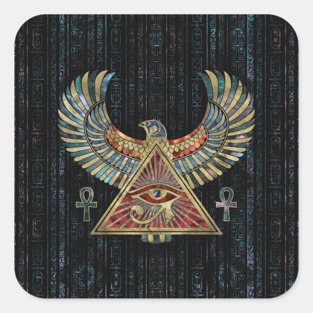 Sticker Carré OEil d'Horus - Pierre de Wadjet et or (Devant)