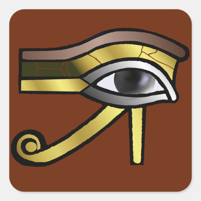 Sticker Carré Oeil d'or d'autocollant de Horus (Devant)