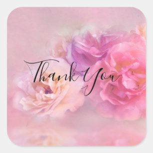 Sticker Carré Oeillets Jolies Roses Merci Photo Élégant