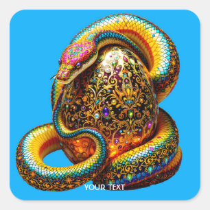 Sticker Carré Œuf de serpent mignon fantastique vibrant
