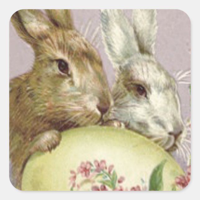 Sticker Carré Oeuf Peint De Pâques Bunny Fleur rose (Devant)