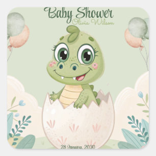 Sticker Carré OEufs d'incubation de bébé Kawaii Alligator Aquare