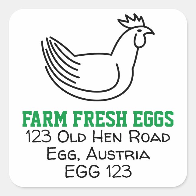 Sticker Carré Oeufs frais de ferme (Devant)