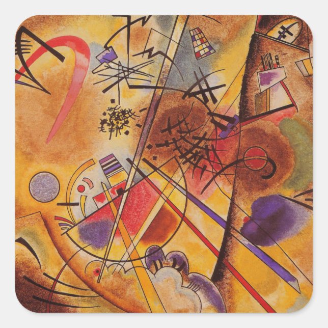 Sticker Carré Oeuvre Abstraite de Kandinsky (Devant)