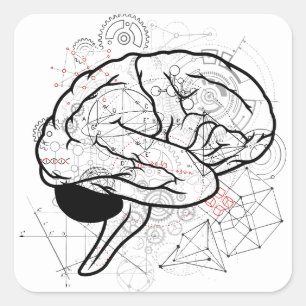 Sticker Carré Oeuvre De Cerveau Créative Avec Thème Science