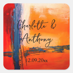 Sticker Carré Oeuvre mariage créative Abstraite