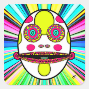 Sticker Carré OEuvre psychédélique colorée v1