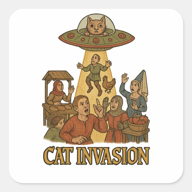 Sticker Carré OFO Invasion de chats (Devant)