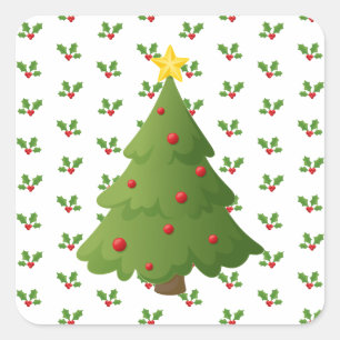 Sticker Carré Oh arbre de Noël
