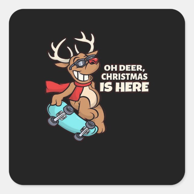 Sticker Carré Oh Deer Christmas Celebration Holiday Design  (Devant)