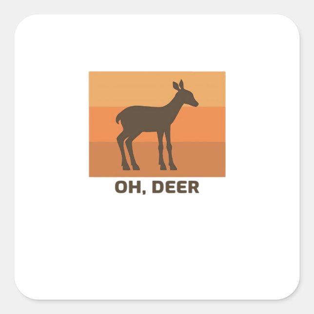 Sticker Carré Oh Deer Classic Simple Design  (Devant)