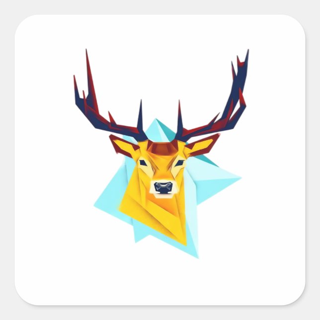 Sticker Carré Oh Deer Minimal Rustic Style  (Devant)