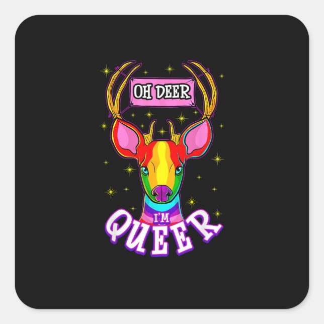 Sticker Carré Oh Deer Queer Pride Month Celebration Gift  (Devant)