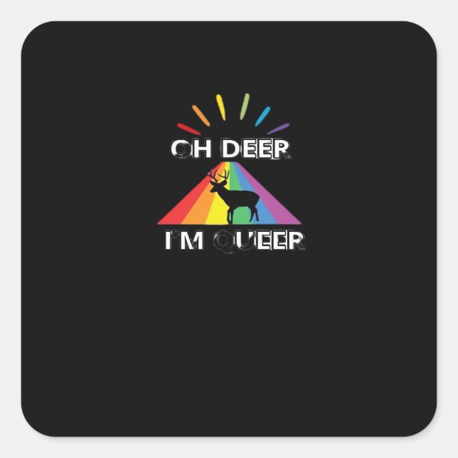Sticker Carré Oh Deer Queer Trendy Aesthetic Design  (Devant)