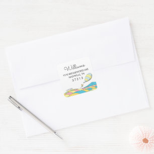 Sticker Carré Oh ! Les Endroits Où Tu Irás ! Adresse d'annivers