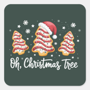 Sticker Carré Oh, Sapin de Noël Joyeux Noël Debbie Cookie
