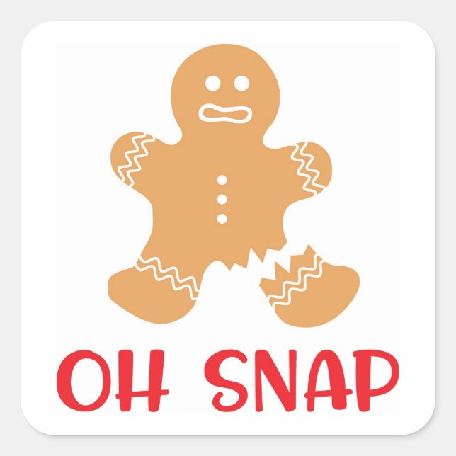 Sticker Carré Oh Snap Noël Xmas Vacances Gingerbread (Devant)