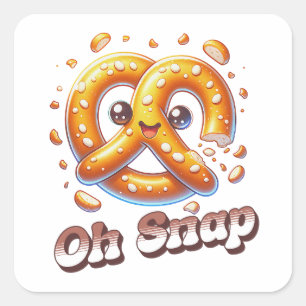Sticker Carré Oh Snap Pretzel Cute