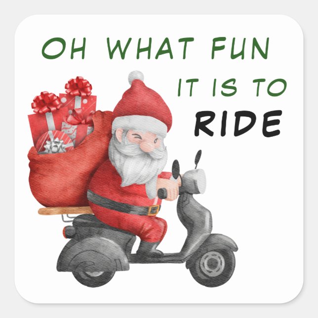 Sticker Carré Oh What Fun Père Noël Motor Scooter (Devant)