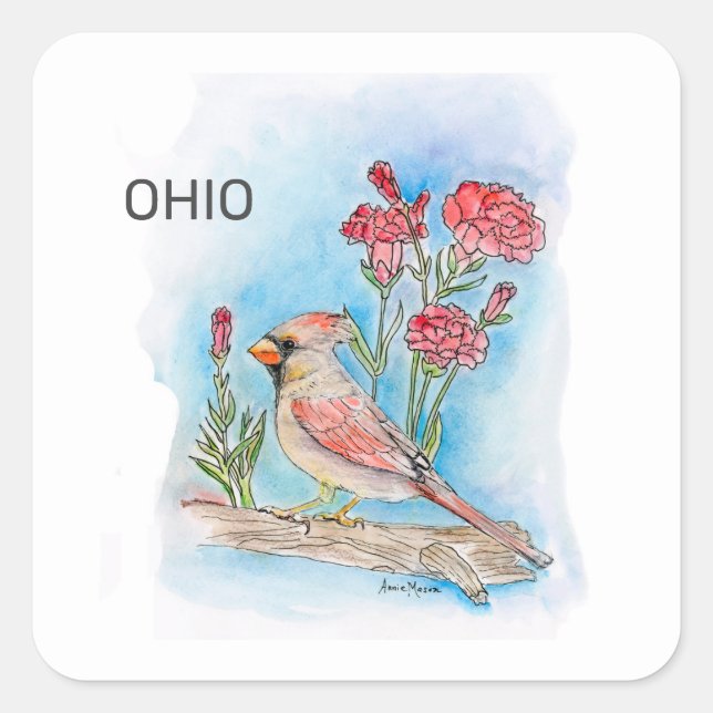 Sticker Carré Ohio et fleur (Devant)