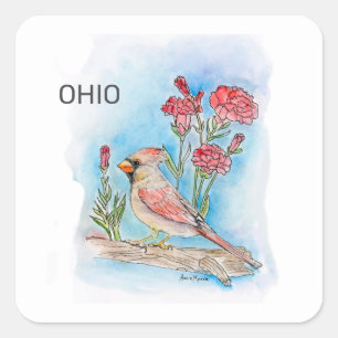 Sticker Carré Ohio et fleur