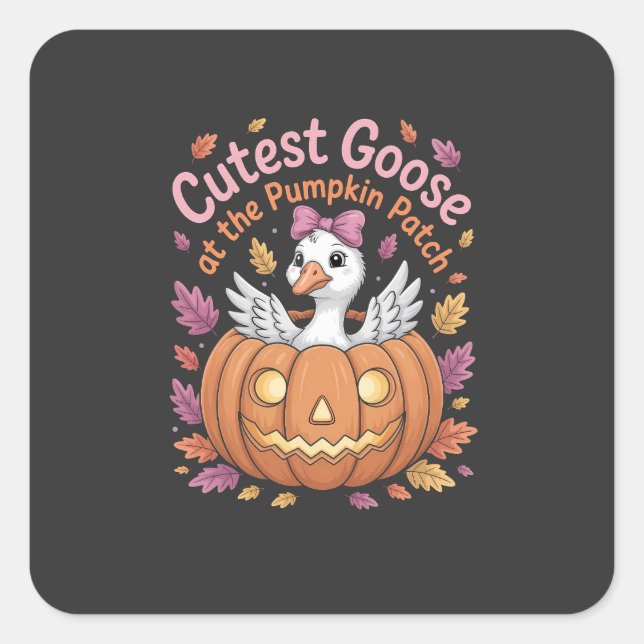Sticker Carré Oie cutest au Citrouille Patch Thanksgiving (Devant)