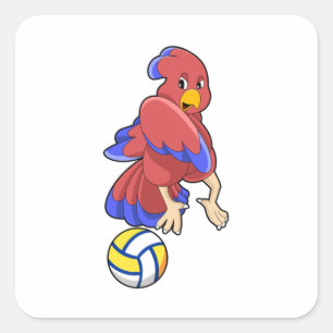 Sticker Carré Oiseau aux sports de volley-ball