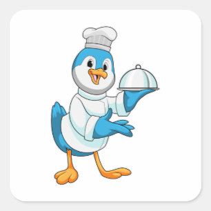Sticker Carré Oiseau comme cuire avec Platter