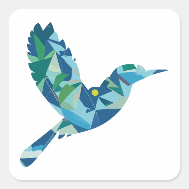 Sticker Carré Oiseau de couleur géométrique (Devant)