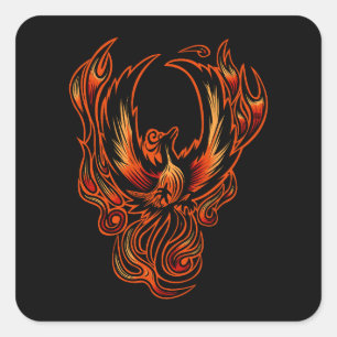 Sticker Carré Oiseau De Feu