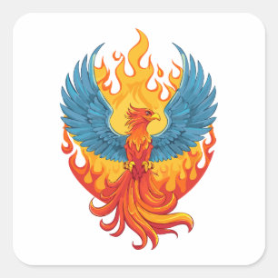Sticker Carré Oiseau de feu mythologique fantastique lumineux