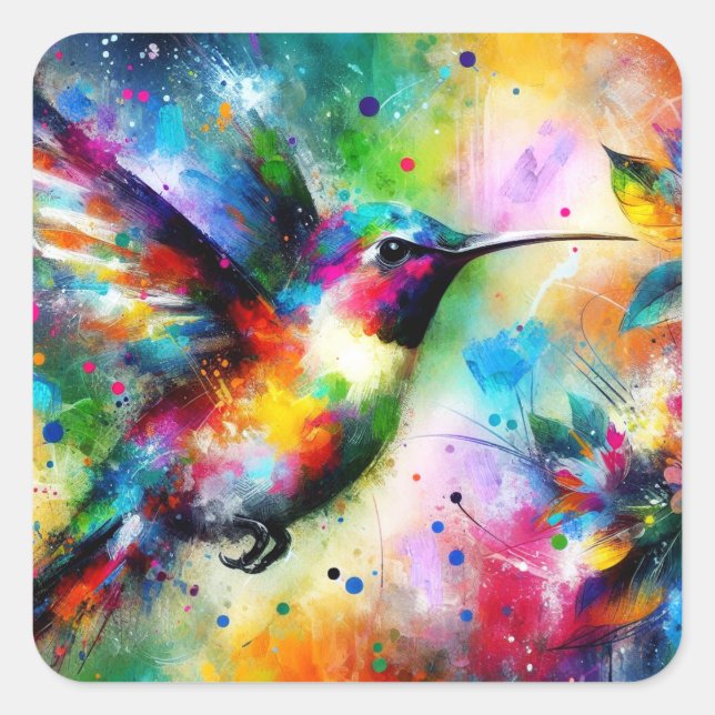 Sticker Carré Oiseau de mer couleur impressionniste (Devant)