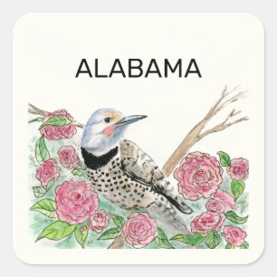 Sticker Carré Oiseau et fleur de l'état de l'Alabama