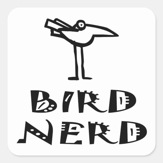 Sticker Carré Oiseaux amusants Oiseaux Ornithologie Nerd (Devant)