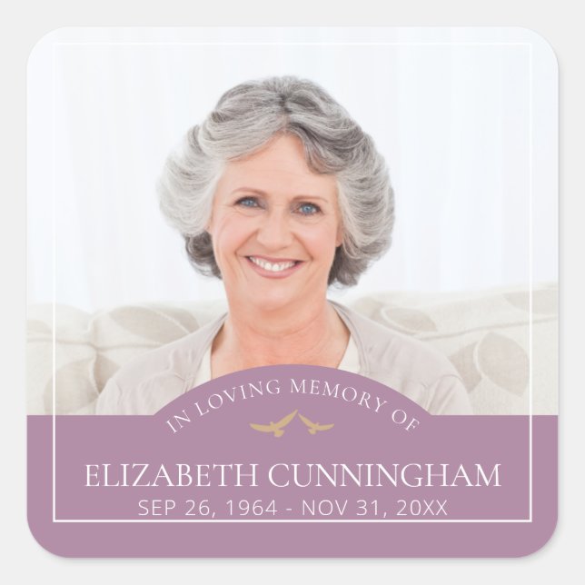 Sticker Carré Oiseaux classiques des funérailles commémoratives (Devant)