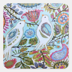 Sticker Carré Oiseaux de papier I