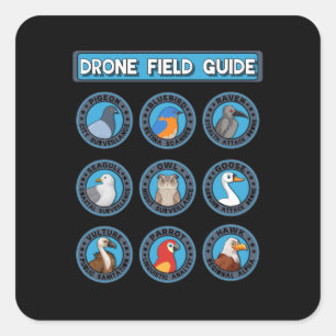 Sticker Carré Oiseaux Drone Field Guide Drôle Conspiration Les o