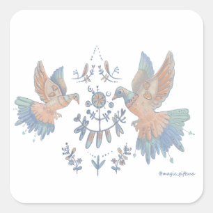 Sticker Carré oiseaux élégants