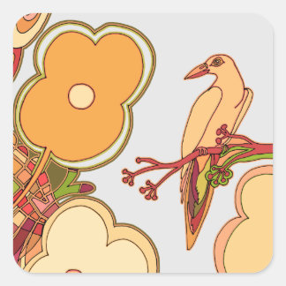 Sticker Carré Oiseaux lunaires