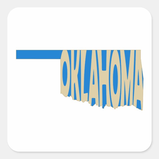 Sticker Carré Oklahoma Nom de l'État Mot Art Jaune (Devant)