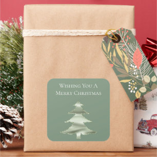 Sticker Carré Olive Pistachio Menthe Green Christmas Tree