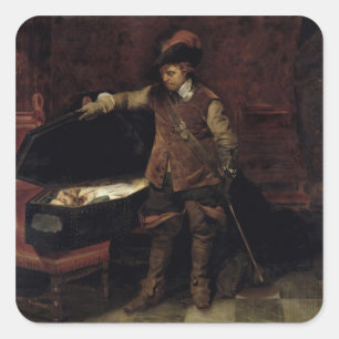 Sticker Carré Oliver Cromwell ouvrant le cercueil de Charles
