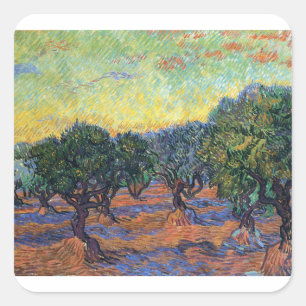 Sticker Carré Oliveraie de Vincent Van Gogh Impressionnisme Art