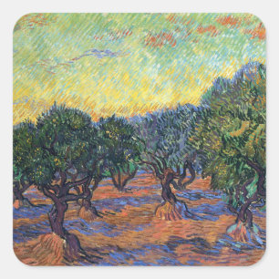 Sticker Carré Oliveraie de Vincent Van Gogh Impressionnisme Art