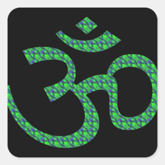 Sticker Carré Om ou Aum à motif bleu vert ॐ.png