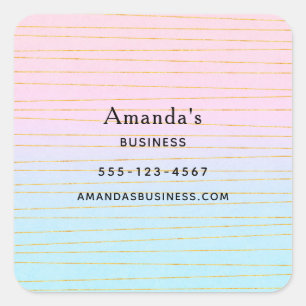 Sticker Carré Ombre bleu rose avec Gold Lines Business