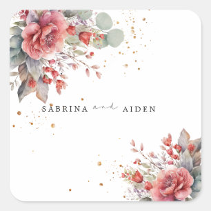 Sticker Carré Ombre rose Foncé Mariage bleu Duisy